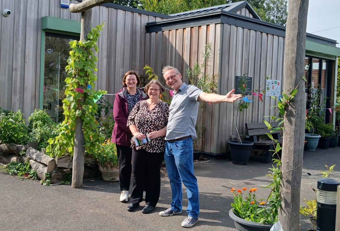 Katherine, Sophie and Dave outside the CAER heritage centre