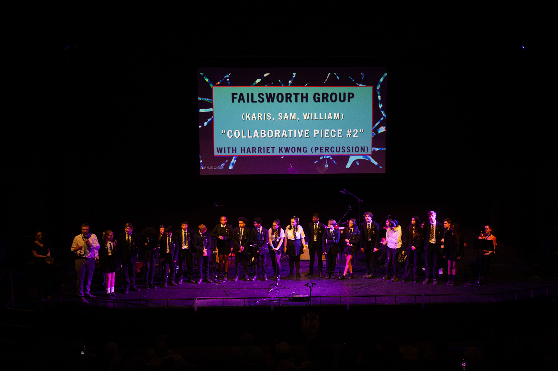 Secondary School Pupils Performing on Stage